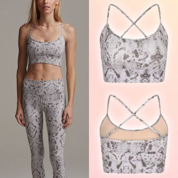 NWT VARLEY Irena Light Support Snakeskin Bra Sz XS Taupe Gray - Picture 1 of 5